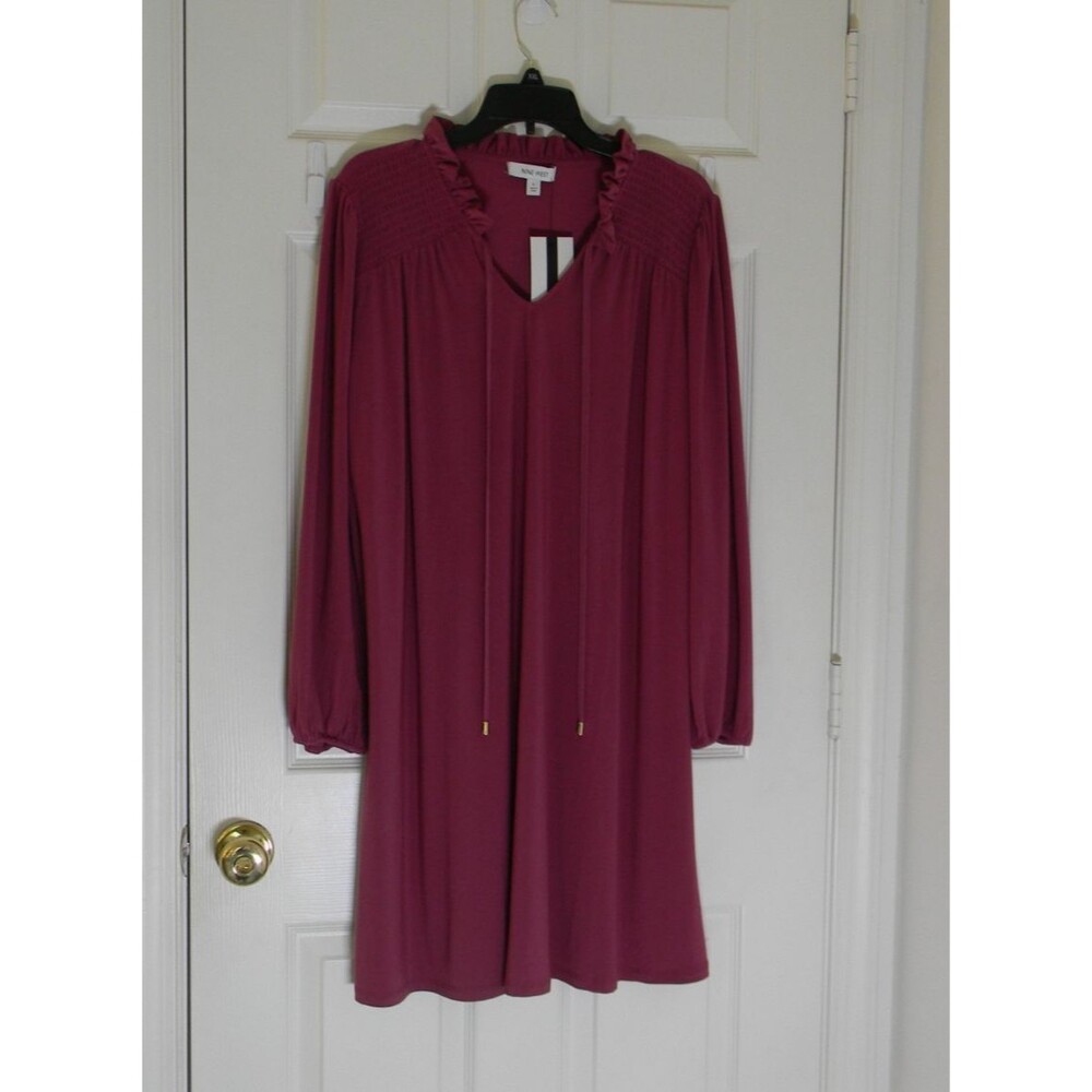 Nine West Dress from the Ground Up Plumberry Sz Large Shirt Shift Dress NWT